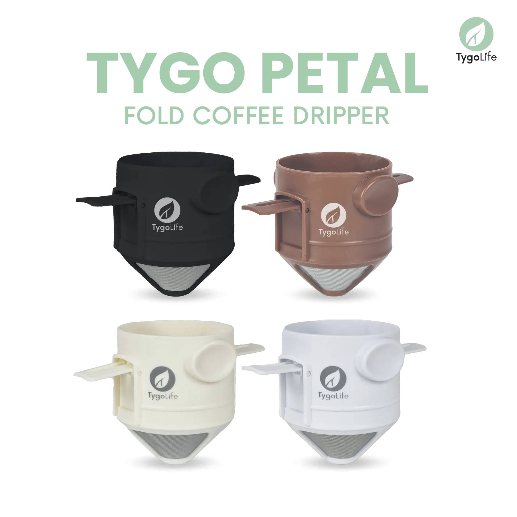 TYGO PETAL FOLD COFFEE DRIPPER FILTER PENYARING KOPI LIPAT DRIP V60 TRAVEL PORTABLE STAINLESS STEEL CUP HOLDER CONE FOLDABLE