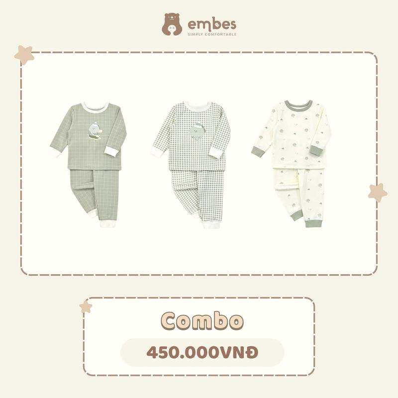  Combo 2 Bộ quần áo dài tay bé trai hoạ tiết Dino cho bé trai Embes Việt Nam từ 9 tháng - 4 tuổi - 25-K7-02 