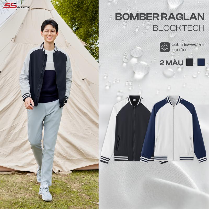 Áo Khoác Bomber Nam 5S FASHION Thiết Kế Trẻ Trung, Tay Raglan, Bo Phối Dệt Kẻ Năng Động (AKB24060)