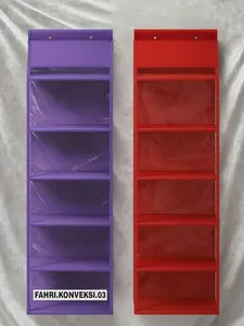 Rak Tas SPONBON Polos Jumbo Full Resleting 6 Susun Alas Triplek HBO Hanging Bag Organizer Tempat Penyimpanan Tas Hitam