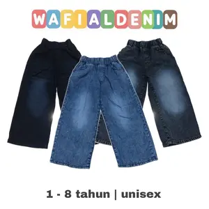 Celana Baggy Jeans Panjang Anak Skena Unisex Usia 1-8 Tahun Pinggang Full Karet