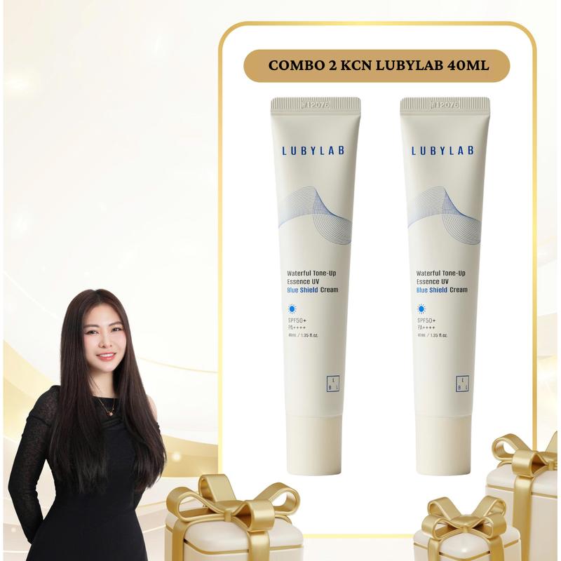  SN1762 - Combo 2 Tuýp Kem Chống Nắng Lubylab Waterfull Tone-up Essence UV Blue Shield SPF50+ PA++++ 40ml 