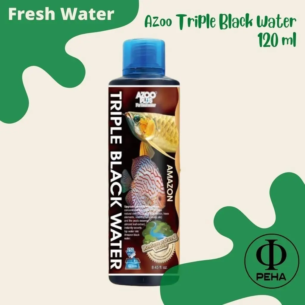 Satwaaalam - Azoo Triple Black Water  AzooPlus  Air Ikan Amazon  120 ml Vitamin Ikan