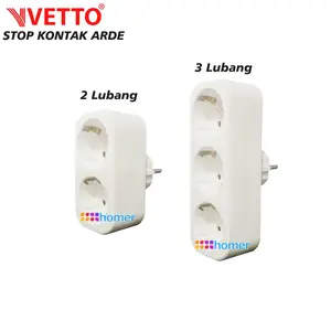 VETTO Stop Kontak Arde BER SNI 2 Lubang 3 Lubang Plug Indoor V8204 langsung colok Kabel Sambungan Colokan Listrik Tebal Tanpa Kabel Terminal Kuningan Lampu STOP KONTAK LOBANG/SOCKET Outlet arde stopkontak dinding tembok rumah kamar toko ruko kantor