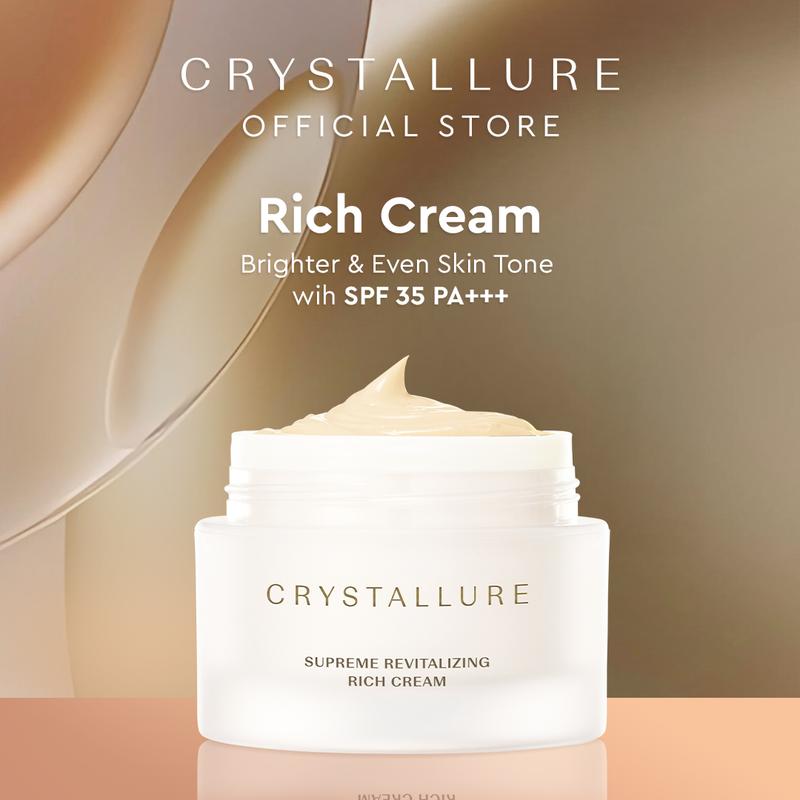 Crystallure Supreme Revitalizing Rich Cream 50 g - Skincare Moisturizer Pelembab Wajah dan Perawatan Wajah Anti Aging (Day Cream and Night Cream) with Gold Peptide Crystals, YouthGlow Active, dan SPF 35 PA +++ 0