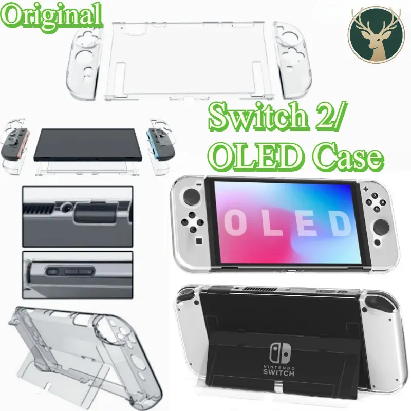 Original OLED Case Transparent Protective Flip Case Anti-fall Shockproof Guard Toyiluya Crystal Case Protector for Nintendo Switch 2/ Casing Transparan Bening Utk Switch 2/ Crystal Clear Console Shell Cover Silicone Nintendo Switch 2