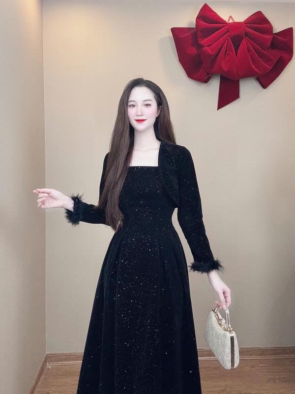  Set dầm dự tiệc VQLady A28 tay dài Sang Trọng Kết Hoa Đính Đá Tôn Vóc Dáng Nữ Tính váy dài đi tiệc cưới váy dự tiệc. 