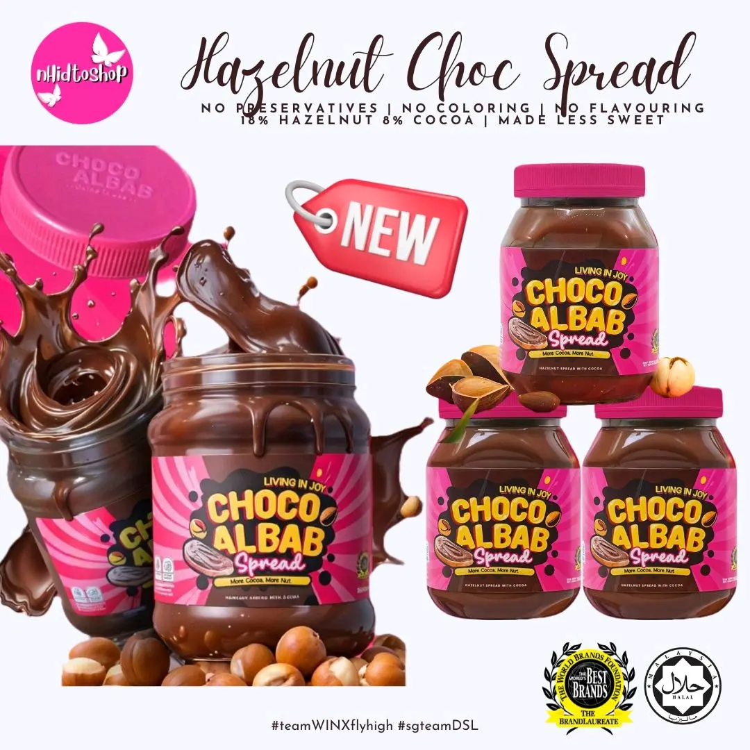 NEW Hazelnut Chocolate Spread by Choco Albab - Less Sweet with 18% Hazelnut - Use as spread topping drizzle dip baking - Halal - Premium Quality Flavor