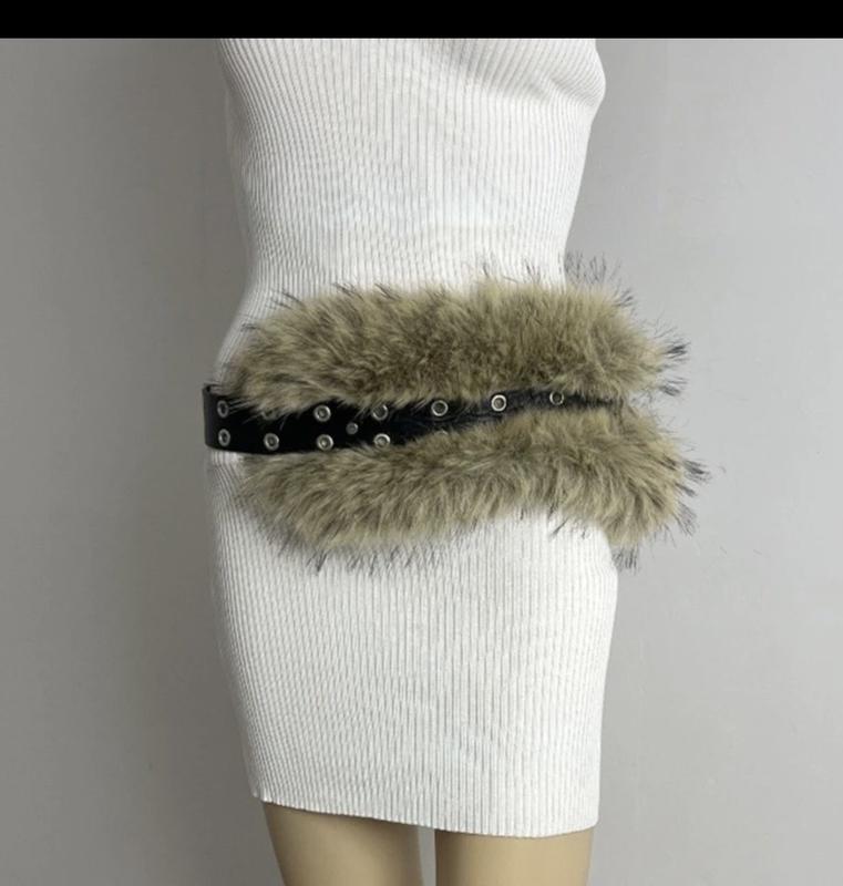Thắt lưng lông da nút gài Điều chỉnh style Âu Mỹ 7