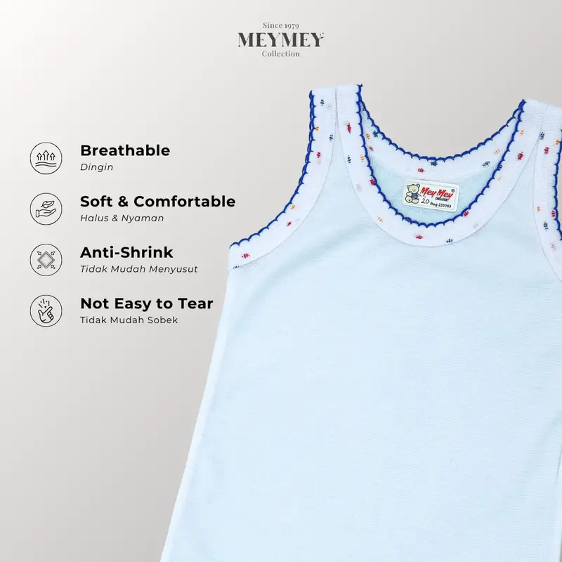 Mey Mey Kaos Dalam Singlet Anak Salur Motif Bintang 3