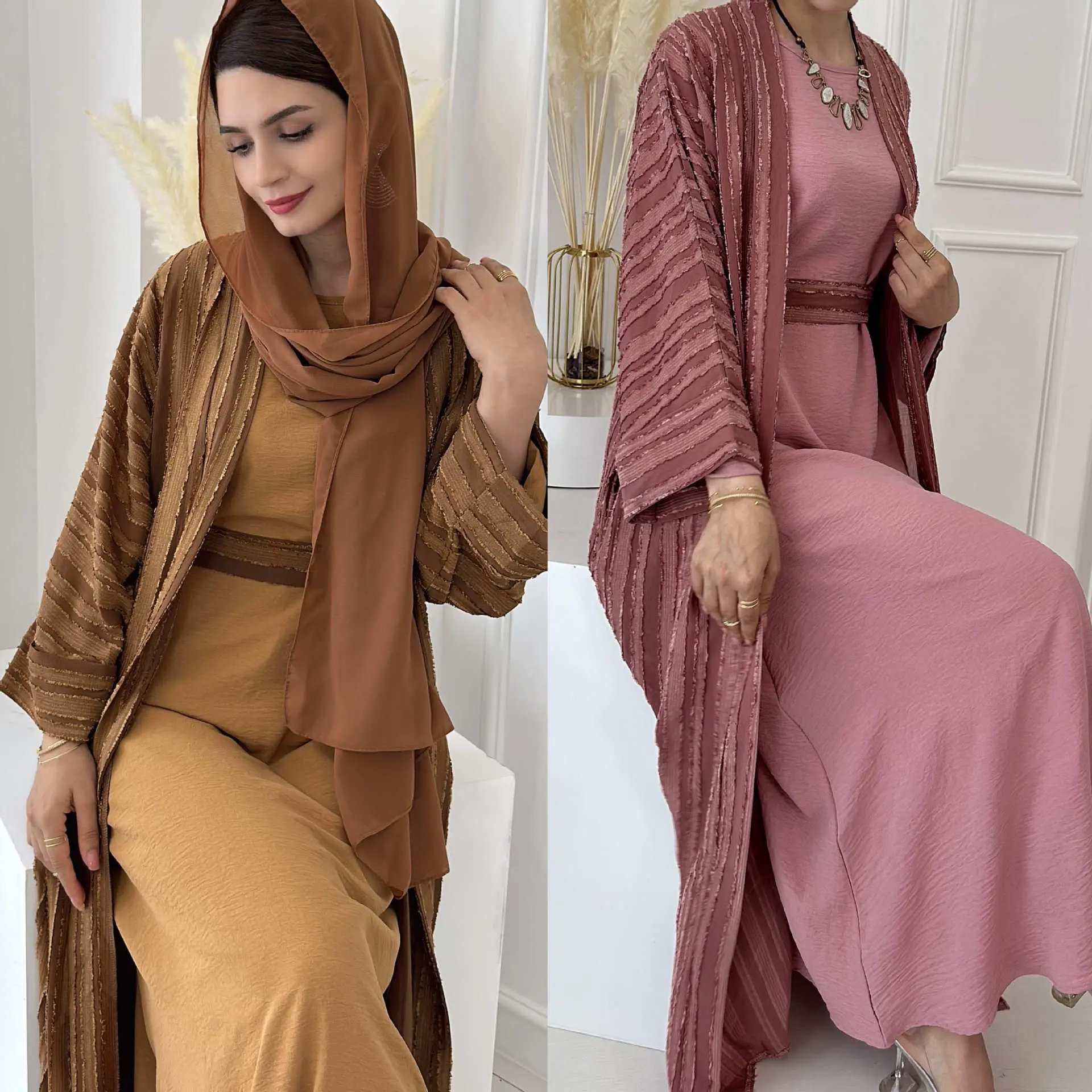 Long Dress for Muslim Women Muslim Open Abaya Dubai Elegant Muslim Dresses for Women Women's Long Sleeved Abaya Terno Muslim Outfit  Long Dress for Muslimah TUTU