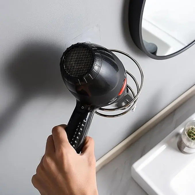 Giá Đỡ Máy Sấy Tóc, Cho Phòng Tắm, Giá Để Đồ Gia Dụng, Treo Tường, Không Cần Đinh, Làm Bằng Thép Không Gỉ, Giá Đỡ Xoắn Ốc 5