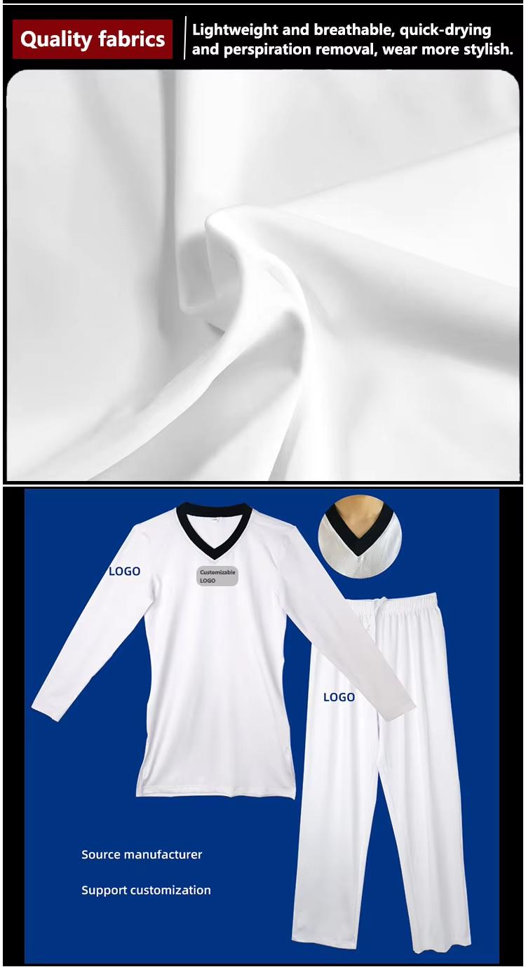 Product Introduction of Stretchable Quick Dry Taekwondo Uniforms Children and Adults Training Competition WTF Uniforms 110-200CM 6