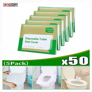 Kertas Pelindung Tatakan Alas Dudukan Kloset Duduk WC Toilet Travel Disposable Seat Cover 5 Pack 50