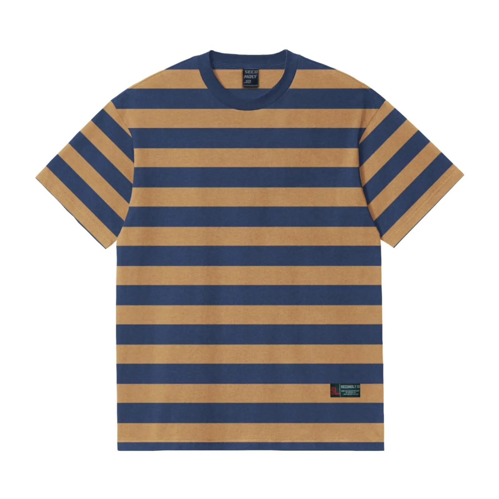 SECONDLY.ID Baju Tshirt Salur CVC Stripe 24s Unisex Lengan Pendek