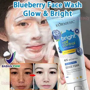 Blueberry Cleanser Facial Wash BPOM Bright + Oil Control face wash 100g sabun cuci muka Pembersih Wajah Pemutih Penghilang Flek Hitam Anti Acne Membersihkan kotoran dan minyak Anti Penuaan Menjaga pelindung kulit Pembersihan Lembut Ramah Kulit Berjerawat