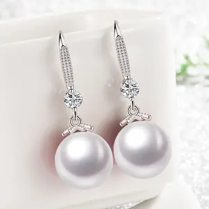 Anting Mutiara Perak Murni | Anting Mutiara Elegan (COD) Batu Jarum Kulit Permata Putih