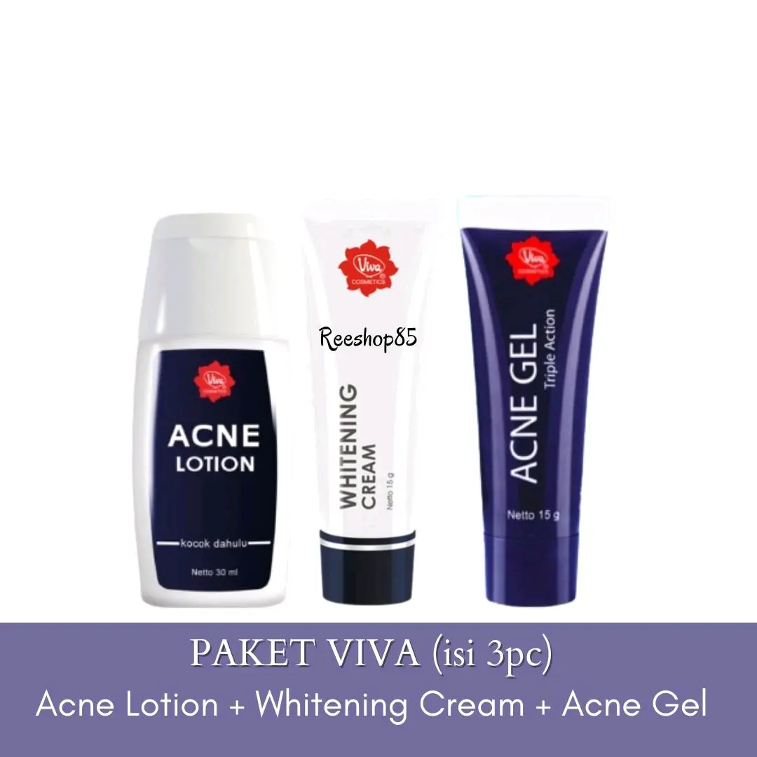 [ISI 3] VIVA Skincare 1 Paket Jerawat Acne Lotion Acne Gel Whitening Cream