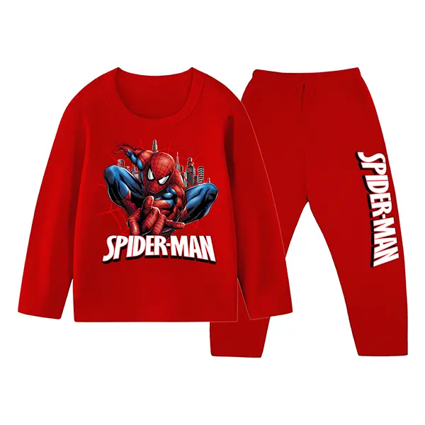Setelan Baju Tidur Anak Gambar Spiderman Piyama Ukuran 1 Sampai 10 Tahun Polyester Soft laki 7–10 Laki-Laki Lengan Perempuan Cotton 2