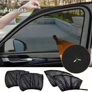 Conjunto de 4 piezas para cortinas de sol de ventanas del automóvil, pantallas de privacidad delanteras y traseras para autos y SUV, malla transpirable, instalación fácil — protección solar, reducción del deslumbramiento y de insectos