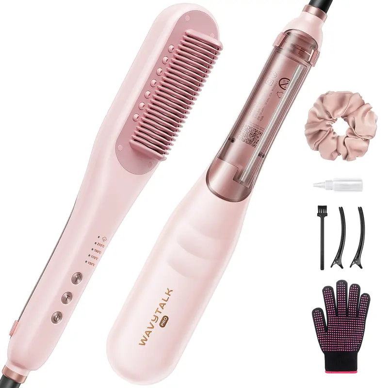 TiktokShopで話題 のスチームヘアアイロン Wavytalk公式】スチームストレートブラシ、ヘアストレートブラシ