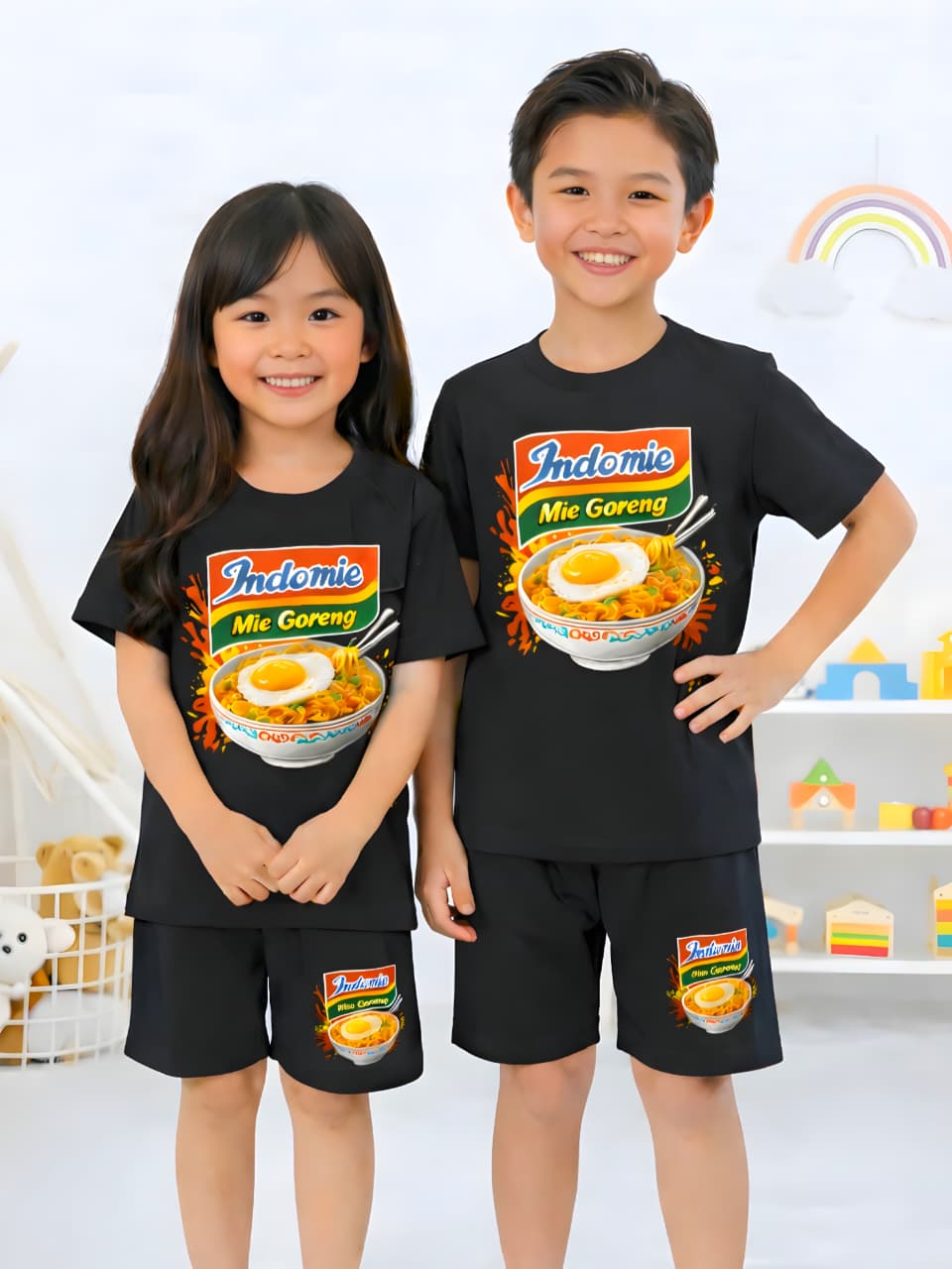 Indomie Baju Setelan Unisex Anak Motif Karakter Indomie Setelan Anak Viral 2-9 Tahun Bahan Pe Rayon 30s Ukuran M L XL XXL