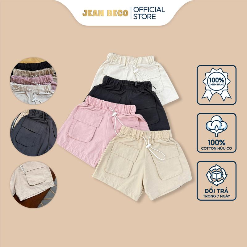 Quần short đùi gió JEANBECO, quần short ngắn túi hộp bé trai và bé gái unisex Hàn Quốc 8-38kg QXG-01