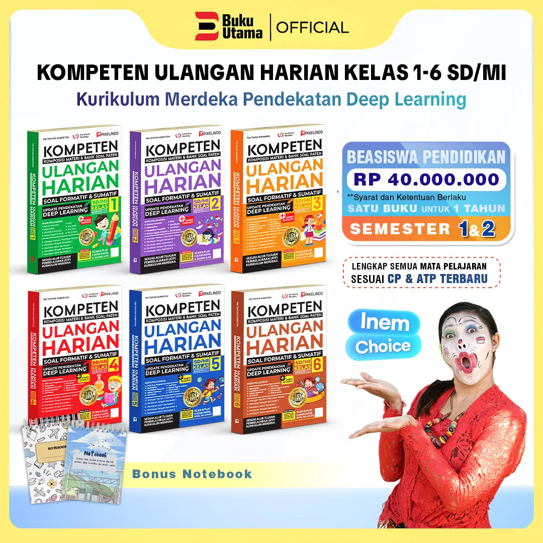 BUKU KOMPETEN ULANGAN HARIAN KURIKULUM MERDEKA DEEP LEARNING KELAS 1 SAMPAI KELAS 6 (MENCAKUP ULANGAN HARIAN, PTS, PAS) Soft Cover
