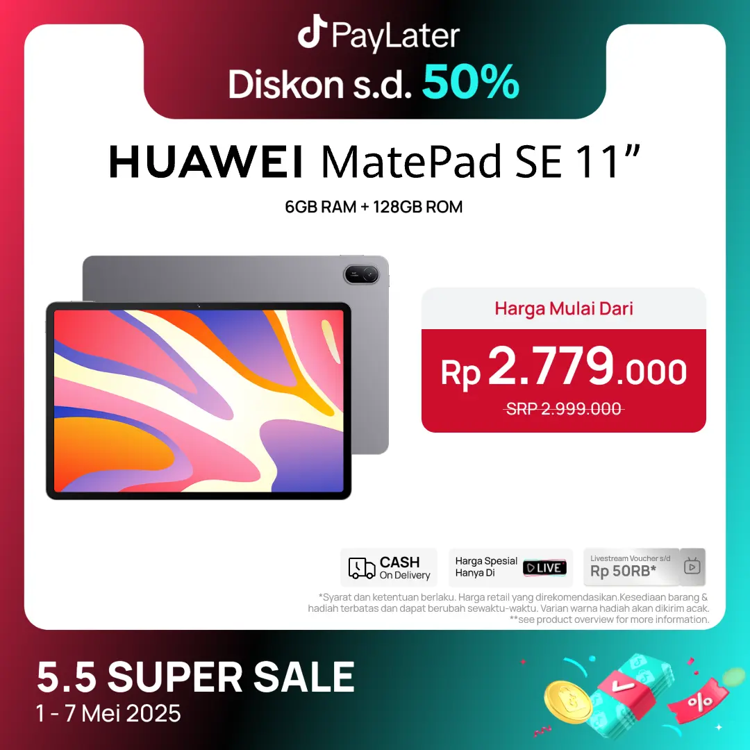 HUAWEI MatePad SE 11" Tablet [6+128GB] | FHD+ Eye Comfort Display | 7700mAh | Metal Unibody