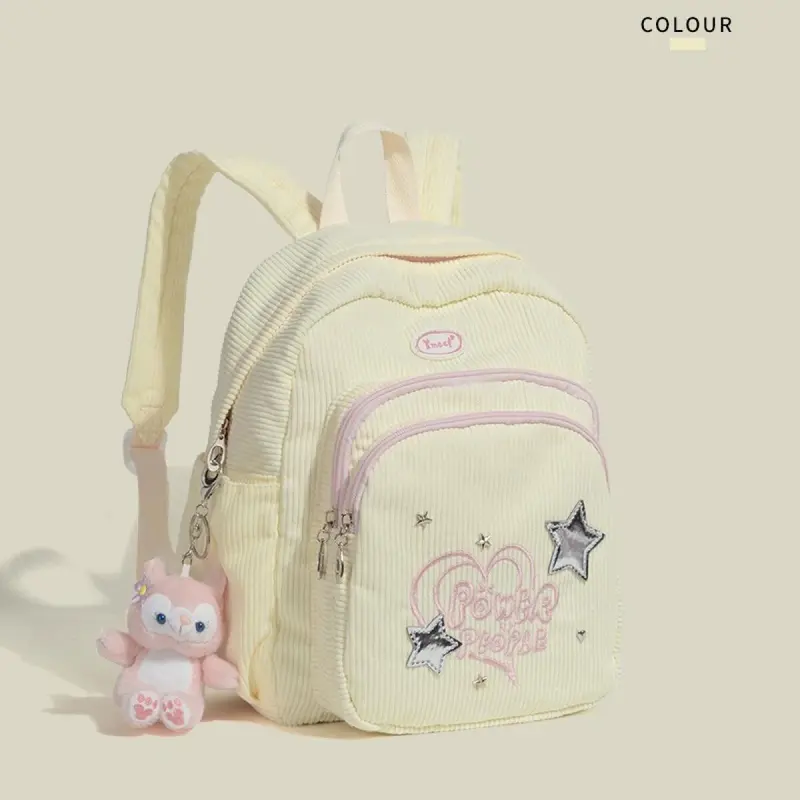 Corduroy tas sekolah kecil fashion korea bag kuliah tas ransel wanita Import Tas Sekolah Kecil Ringan Komuter 3