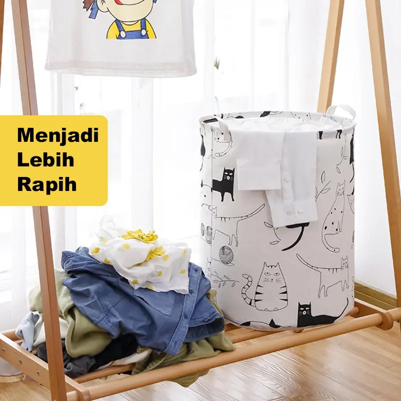 Starlight Keranjang Laundry Baju Kotor Keranjang Baju Bulat Multifungsi Motif Karakter HSB204 2