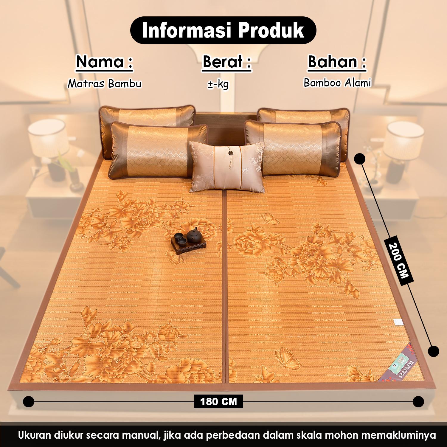 IDOHOUSE Tikar Bambu Lipat Premium Bambu Alami Tidak Mudah Patah Matras Pelindung Kasur Anti Panas Alas Penyejuk Dekorasi Kamar X2A2/X2B2/X2C2