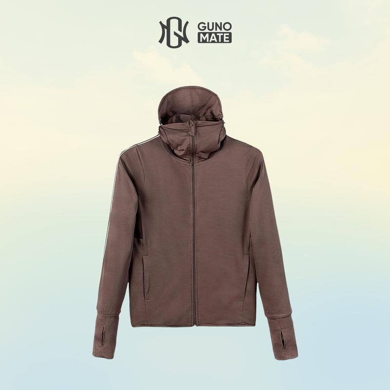  GUNO- XẢ KHO  Áo nắng nam nữ GUNO sọc tay mũ rời 2 lớp chống tia UV SP5| 3HANU53 NA11 