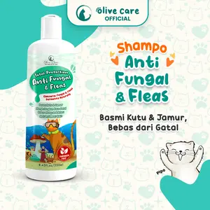 Olive Care Shampo Kucing Total Protection ANTI FUNGAL & FLEAS untuk Jamur, Kutu, Scabies, Parasit, Alergi dan Radang Kulit
