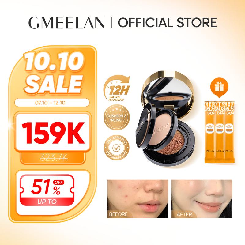 【KOL-ONLY GMEELAN CUSHION  ZINC PCA NẤM TRUFFLE 7g+10g Hỗ trợ lớp nền mịn mềm và hỗ trợ lâu trôi chống thấm nước Lâu Trôi Đến 12Giờ
