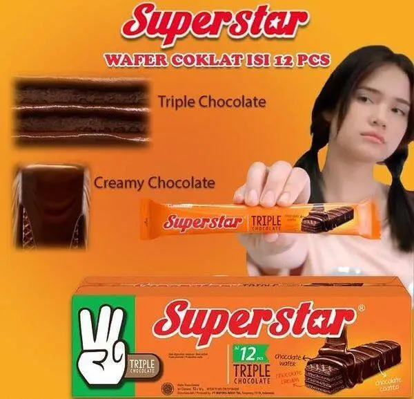 Superstar Wafer Triple Chocolate Full Chocolate Box Isi 20 x 16gr Wafer Salut Cokelat Roma Wafer Coklat Snack Cemilan Murah Halal 3