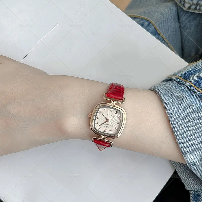 Miffy - Jam Tangan Analog Dial Kotak Gaya Retro Analog Watch Strap Pu Croco Fashion 5