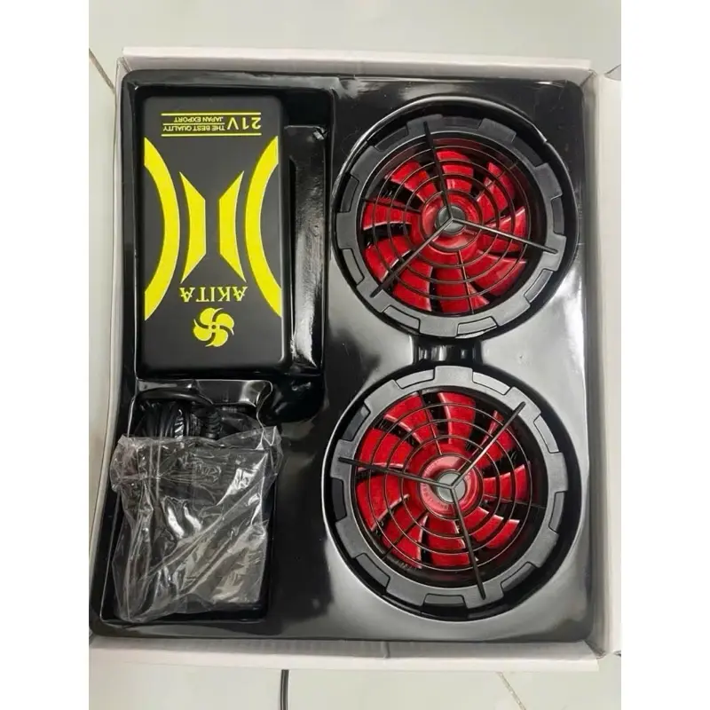 Bộ pin Áo Điều Hòa AKITA Japan Gồm pin 1000.000 21V + 2 Quạt Gió 9 Cánh + Sạc Full Box, Hoạt Động >12h, BH 6 tháng