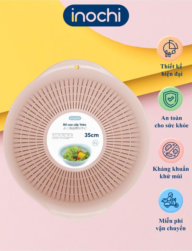 INOCHI Bộ thau rổ Cao Cấp Yoko Inochi Nhật Bản 35cm Thiết Kế Hiện Đại An Toàn Kháng Khuẩn Khử Mùi Miễn Phí Vận Chuyển