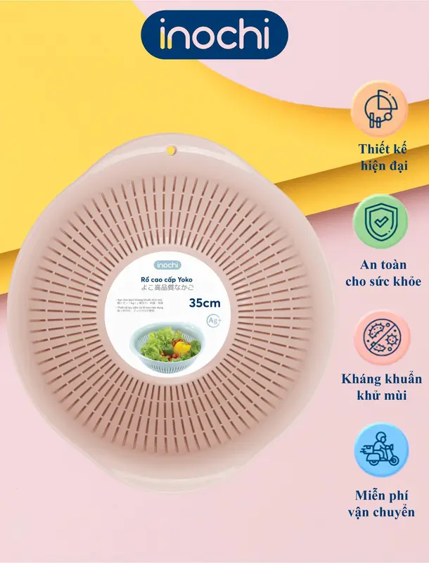 [INOCHI] Thau rổ nhựa cao cấp Yoko Inochi Nhật Bản loại lớn cao cấp chắc chắn sang trọng 0