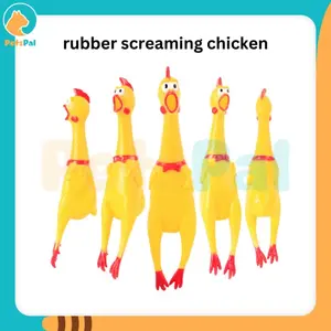 Mainan Hewan Peliharaan Gigit Karet Ayam Bunyi Interaktif Screaming Rubber Chicken Pet Toy