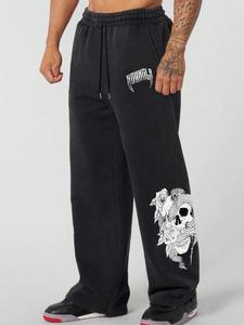 Pantalones jogger estampados de pierna recta, pantalones para correr de corte holgado unisex, cómodos y a la moda para gimnasio, streetwear y casual