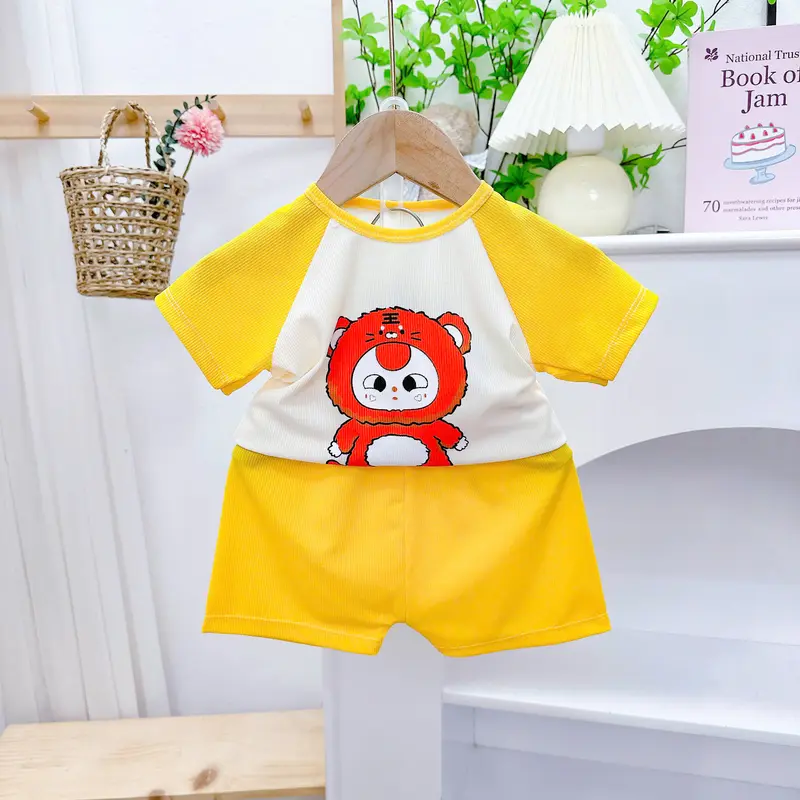 [MS15] SET5 Bộ Cộc Thun Tăm Lạnh  Hình Baby Three  dễ thương,phối quần và tay sang xịn cho bé trai,bé gái từ 5-16 kg 2
