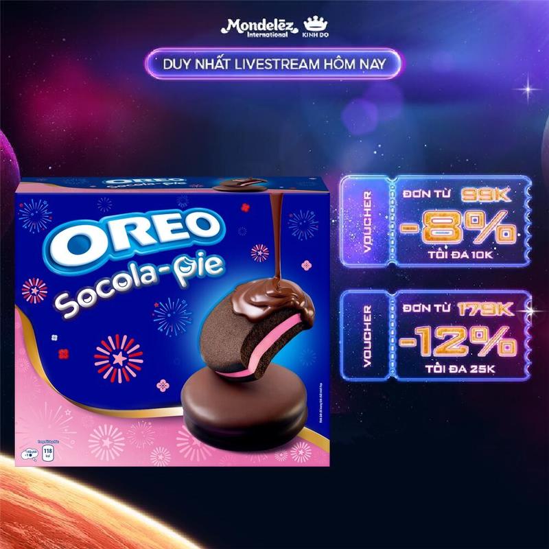 Combo 2 Bánh Socola Pie Oreo Cadbury Oreo Vị Dâu 336g