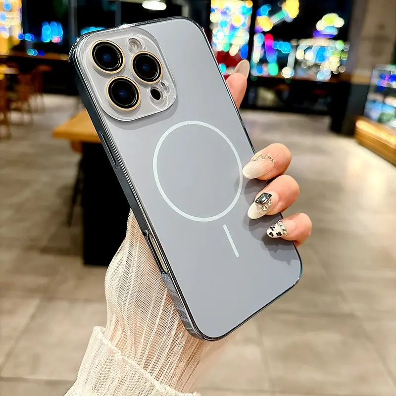 Ốp Điện Thoại Kính Nhám AG Mạ Điện, Thích Hợp Cho iPhone 12 / 13 / 16 Promax, Ốp Cứng, Bao Gồm Tất Cả, Chống Sốc, Sạc Từ Tính Mạnh, Bảo Vệ Ống Kính, Phim Bảo Vệ Màn Hình, Chống Vân Tay, Thời Trang, Cao Cấp 3