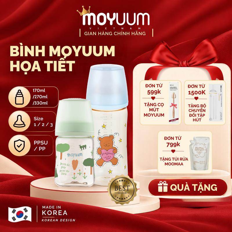 [LIVE] Đồ Dùng Cho Bé Bình Moyuum All in one Thế hệ 3 - Phiên Bản Họa Tiết - 170ml/270ml/330ml