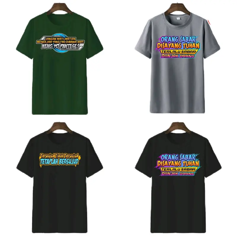 Paket 100rb 8 motif kata-kata keren Kaos kata-kata lokal Baju Oblong Atasan Dewasa Lengan  Pendek 3