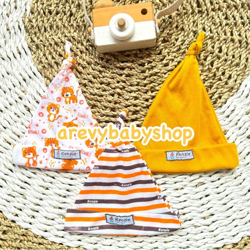 Topi Kuncung Bayi Arevy Babywear Isi 3 Pcs Seri Mustard Perlengkapan Bayi Newborn Topi Kupluk Motif Unisex 0-6 Bulan 3