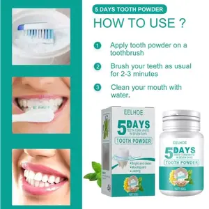 EELHOE 5 Days Tooth Powder 50gr - EELHOE Bubuk Pemutih Gigi 50gr - EELHOE Teeth Whitening Powder 50gr Mulut Memutihkan Mencerahkan lem tambal asli palsu