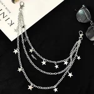 COD Rantai Pinggang Kupu-kupu Trendi Serbaguna Logam Berongga Berlapis-lapis Rantai Celana Unisex Rantai